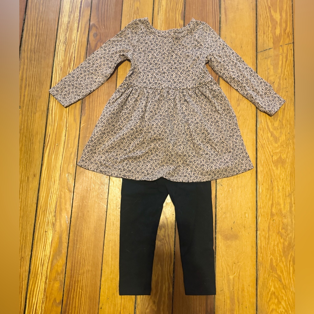 Cat & Jack Leopard Print Top w/leggings Set 2T